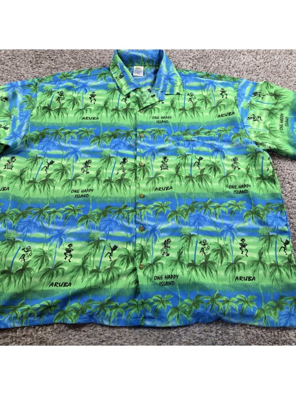 Rima Mens Shirt Button Up 2XL Short Sleeve Hawaiian Caribbean Beach Floral